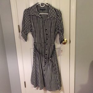 Sharagano black & white checkered dress sz10